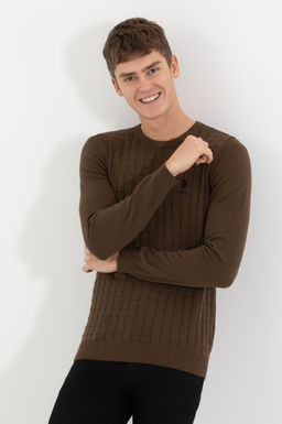 U. S. Polo Assn Мужской вязаный свитер кокосового цвета с круглым вырезом - U.s. polo assn фото 4