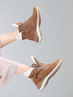 Ботинки 261.uno2br. светло коричневый замша перла/Мех