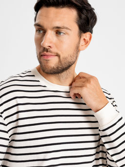 Лонгслив мужской молочный в черную полоску молочно -черная полоска1 121811 - Mark formelle фото 4
