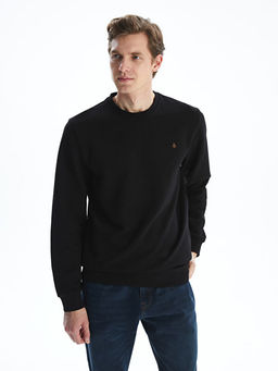 Bisiklet Yaka Uzun Kollu Bask?l? Erkek Sweatshirt