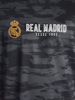 Bisiklet Yaka K?sa Kollu Real Madrid Bask?l? Erkek Taraftar Ti??rt