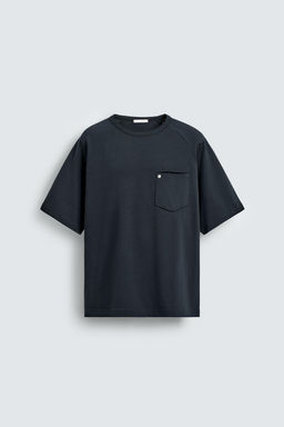 CAMISETA RELAXED FIT BOLSILLO REMACHE / Azul - Zara фото 7