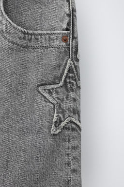 BERMUDA DENIM ESTRELLA Y TEXTO / Gris medio - Zara фото 5