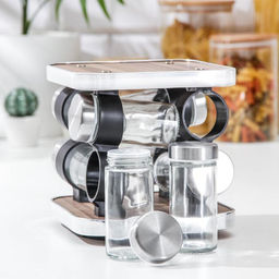 Набор для специй из стекла на подставке «Модерн», 17.5×8×18 см, 90 мл, 4×9.5 см, 8 шт.