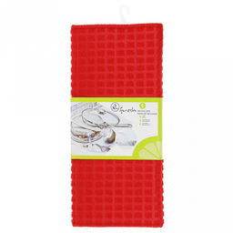 Коврик для сушки посуды "Вафелька" 29х39см, микрофибра, поролон, красный (Китай)