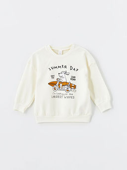 Bisiklet Yaka Uzun Kollu Bask?l? Erkek Bebek Sweatshirt