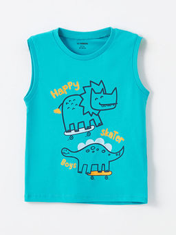 Bisiklet Yaka Kolsuz Bask?l? Erkek Bebek Atlet