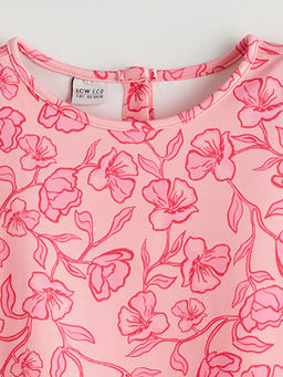 Bisiklet Yaka ?i?ekli K?z ?ocuk Elbise