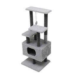 Комплекс для кошек с когтеточкой Каскад, ковролин, 53 х 50 х 124 см, серый - Пижон фото 3