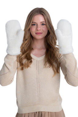 Варежки меховые на резинке ВАНИЛЬ - Woollamb фото 8