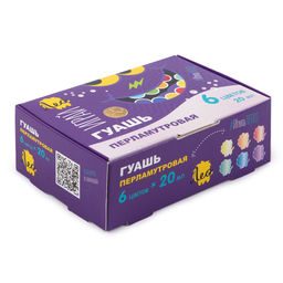 Краска гуашь Лео Играй набор перламутровые цвета в картонной упаковке LPGF-0106 6 цв. х 20 мл