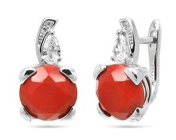 Серьги из серебра коралл, МЦВ095