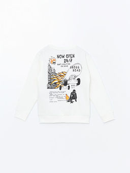 Bisiklet Yaka Bask?l? Uzun Kollu Erkek ?ocuk Sweatshirt - Waikiki фото 3