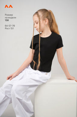 Футболка для девочки в рубчик из рибаны Happyfox