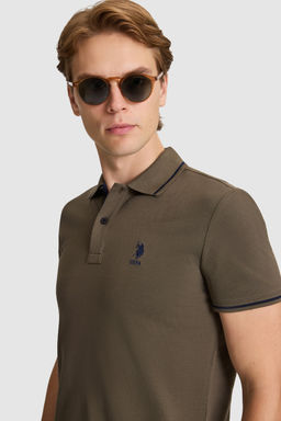 Erkek Koyu Haki Slim Fit Polo Yaka Basic Ti__rt - U.s. polo assn фото 2