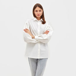 Рубашка женская с объёмными рукавами MINAKU: Casual Collection, размер 44, белая