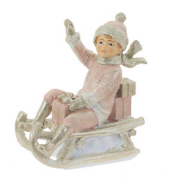 Фигурка декоративная "Ребёнок на санках", 2 в., L9 W5,5 H10,5 см, 2в.
