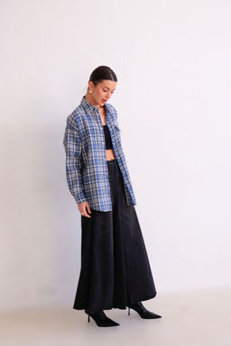 Martichelli Рубашка в клетку голубая на кнопках  фото 11