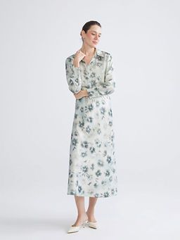 Beli Lastikli ?i?ekli A Kesim Saten Etek