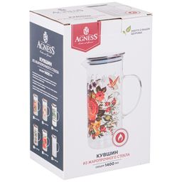 КУВШИН AGNESS ПРОВАНС ЛИМОНЫ 1400 МЛ ЖАРОПРОЧНОЕ БОРОСИЛИКАТНОЕ СТЕКЛО  фото 2