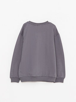 Bisiklet Yaka BT21 Bask?l? Uzun Kollu K?z ?ocuk Sweatshirt - Waikiki фото 2