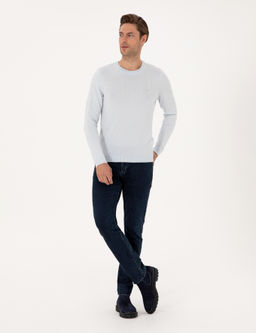 A__k Mavi Slim Fit Bisiklet Yaka Basic Triko Kazak - Pierre cardin фото 4