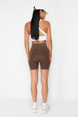 TRENDYOLMILLA Siyah Seamless/Dikissiz Y?kamal? Orme Spor Sort/K?sa Tayt THMSS23TY00034  фото 7