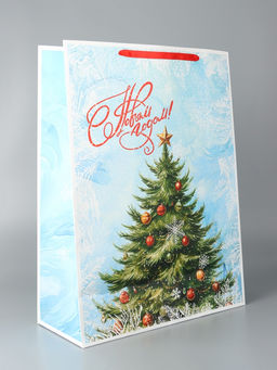 Пакет подарочный новогодний ламинированный С Новым годом, XXL 61?46?20 см
