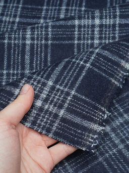 Шерсть пальтово-костюмная Твид Клетка цв.серо-голубой на синем, ш.1.5м, шерсть-60%, п/э-40% - Купава фото 3