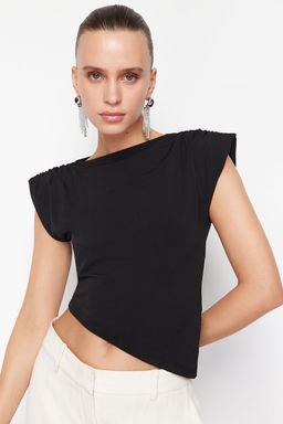 Trendyolmilla Siyah Asimetrik Vatkal? Orme Bluz TPRSS24BZ00037 фото 3