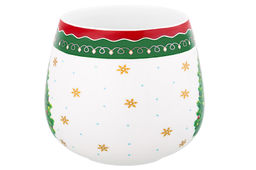 Кружка 450 мл 13*10*8,5 см Новогодняя елка зеленый узор, бочонок NEW BONE CHINA - Elan gallery фото 5