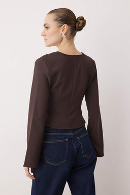 Kahverengi Dokuma Bluz TWOAW26BZ00348 - Trendyolmilla фото 4