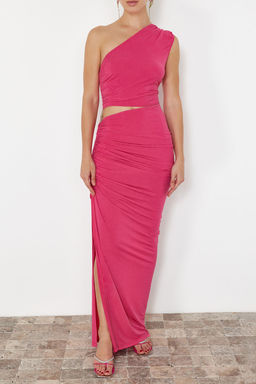 Limited Edition Fusya Vucuda Oturan Aksesuarl? Gece Uzun Abiye Elbise TPRSS24AE00046 - Trendyolmilla фото 4