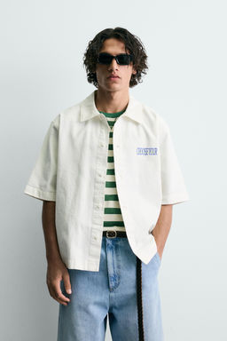 CAMISA LAVADA ESTAMPADO COMBINADO / Blanco - Zara фото 2