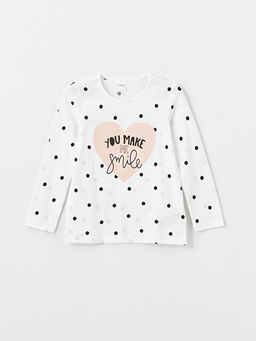 Bisiklet Yaka Bask?l? Uzun Kollu K?z ?ocuk Pijama Tak?m?