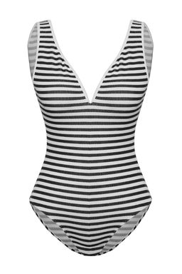 TRENDYOLMILLA Siyah-Beyaz Cizgili V Yaka Dokulu Regular Mayo TBESS25MA00094  фото 8