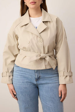 Tas Regular Buyuk Beden Trenckot TWOAW26BM00002 - Trendyolmilla фото 3