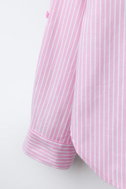 PACK CAMISA RAYAS CON CAMISETA RIB CUELLO CONTRASTE / Rosa - Zara фото 6