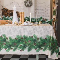 Скатерть Этель Еловые ветви 110х148 см, 100% хлопок, саржа 190 гр/м2  фото 2