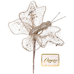 Цена за 2шт. Украшение новогоднее "Сияющая бабочка" 18*15 см, Шампань