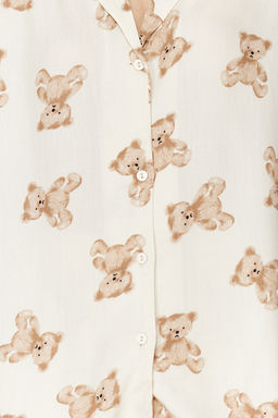 Trendyolmilla Bej Ay?c?kl? Viskon Sortlu Dokuma Pijama Tak?m? THMSS24PT00067  фото 10