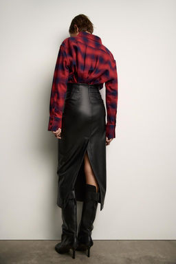 FAUX LEATHER SLIT SKIRT ZW COLLECTION - Zara фото 3