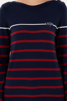 Женский темно-синий свитер с круглым вырезом - U.s. polo assn фото 6