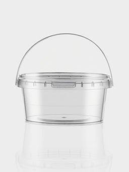 Цена за 225 шт. Ведро одноразовое с крышкой, 500 мл, d=12.2 см, h=6 см, пластик, прозрачное