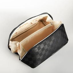 Косметичка-органайзер на молнии, с отделами, ручкой, Шахматная клетка, чёрная - Simaland фото 3