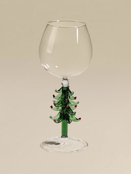 Бокал для вина SL-Home «Ёлочный», 370 мл, 8.5×20.3 см, стекло, прозрачный, зелёный