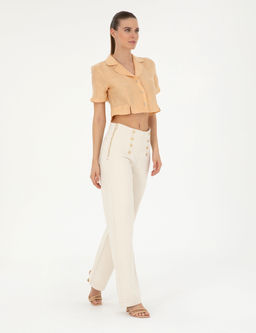 Krem Flare H_gh Waist Pantolon