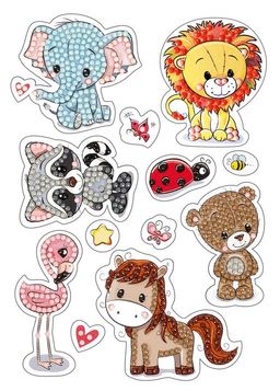 Кристальная (алмазная) мозаика ФРЕЯ ALVN-102 наклейки Веселые зверята 14 х 19.5 см