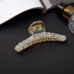 Цена за 6 шт. Крабик для волос «Хлоя», дуга, 9.5 см, белый