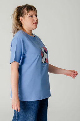 Арт. 31138 Футболка женская оверсайз 50-58 (5 шт) Цвет:Голубой - Калинка фото 10